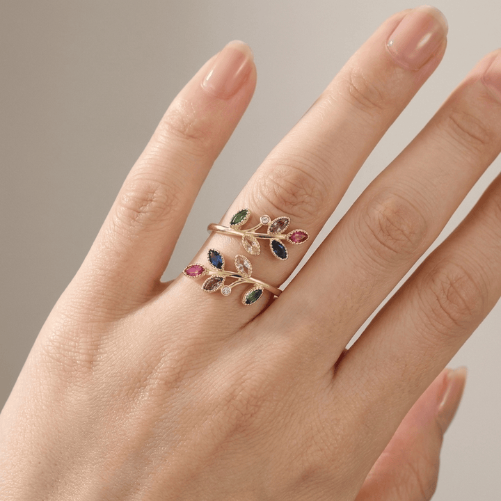 ANELLO AVVOLGENTE IN FOGLIA D'ORO - (REGOLABILE)