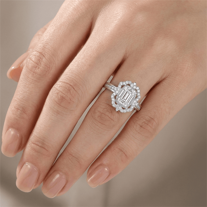 ANELLO HALO A Zirconia RETTANGOLARE