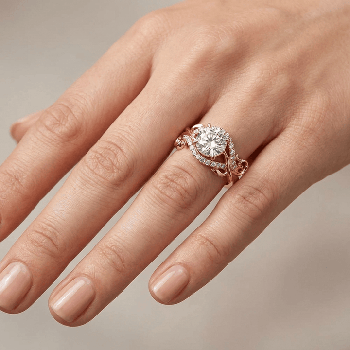 ANELLO A VITE IN ZIRCONIA ROSA ORO