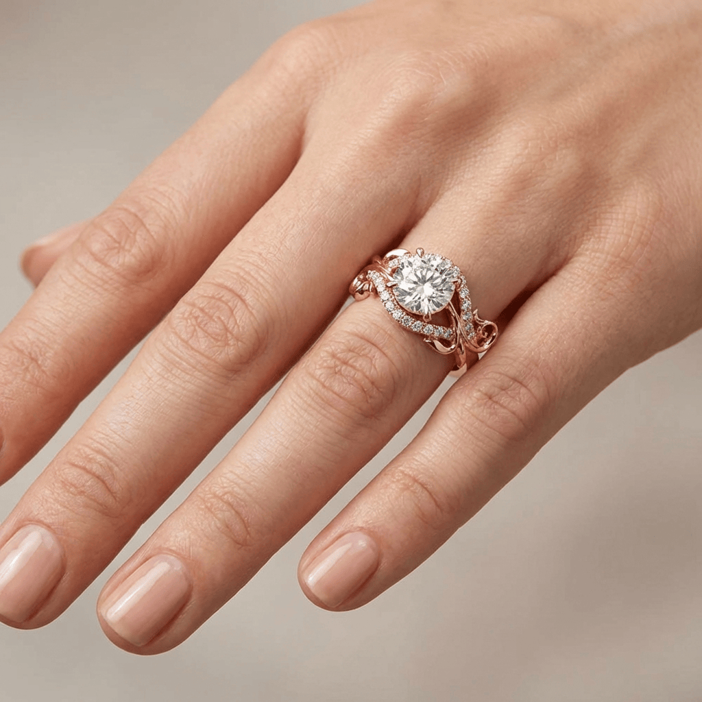 ANELLO A VITE IN ZIRCONIA ROSA ORO
