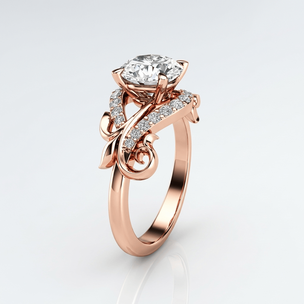 ANELLO A VITE IN ZIRCONIA ROSA ORO