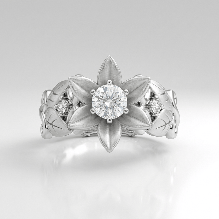 ANELLO CORONA A PETALI IN ZIRCONE ARGENTO