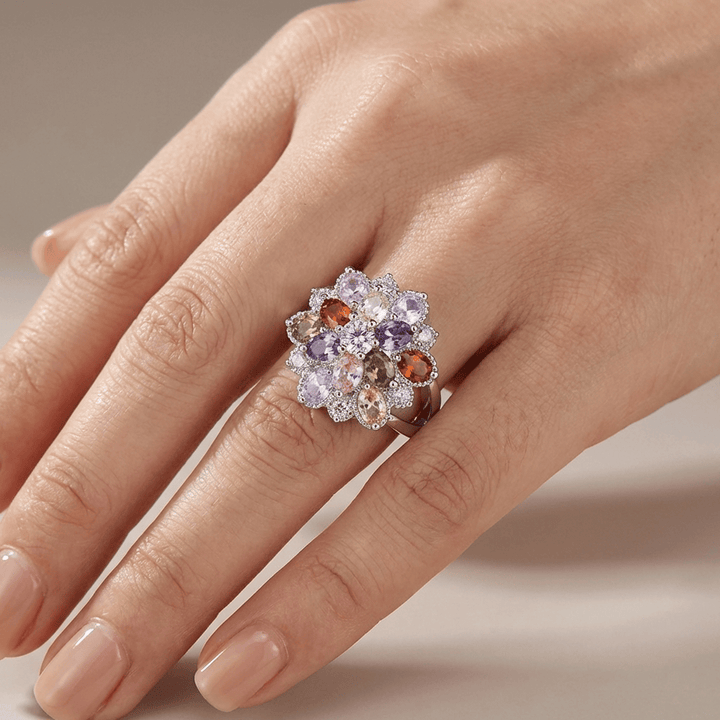 ANELLO A SCOSSA CON GEMME RAINBOW ARGENTATE