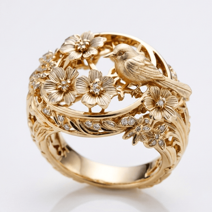 ANELLO GIARDINO UCCELLO D'ORO