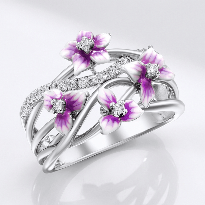 ANELLO DA GIARDINO ARGENTO VIOLA FIORITO