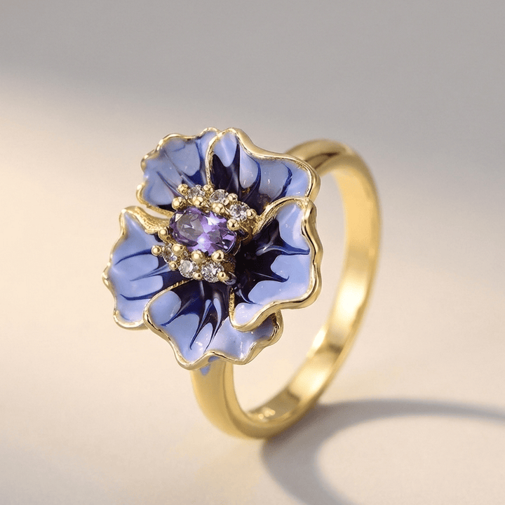 ANELLO FIORITO BLU ORO