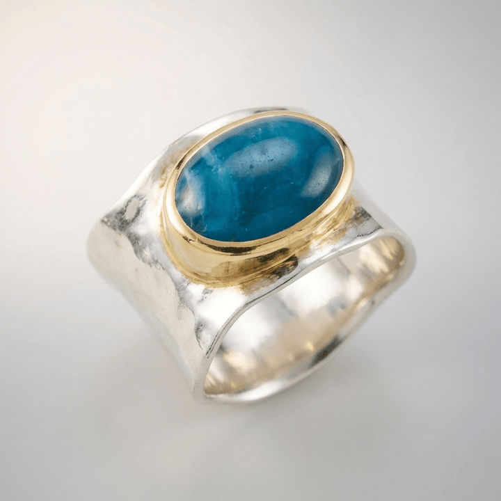 ANELLO MODERNO ARGENTO ORO TURCHESE