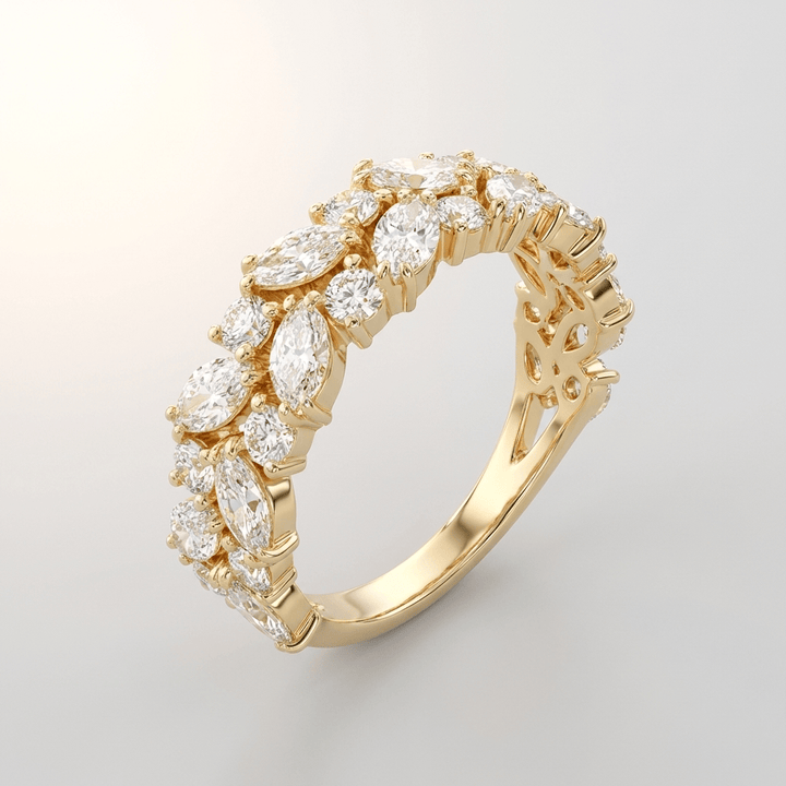 ANELLO A CASCATA IN ZIRCONIA ORO MARQUISE