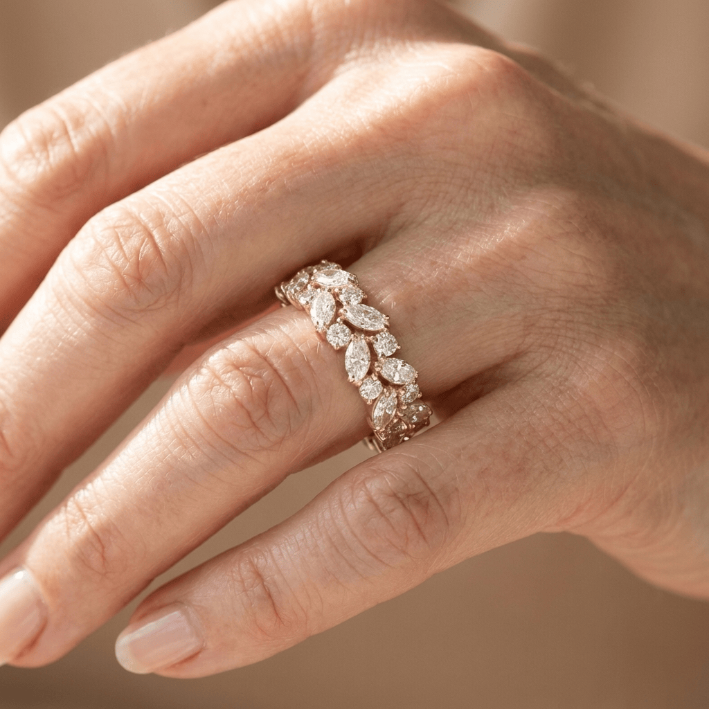 ANELLO A CASCATA IN ZIRCONIA ORO MARQUISE