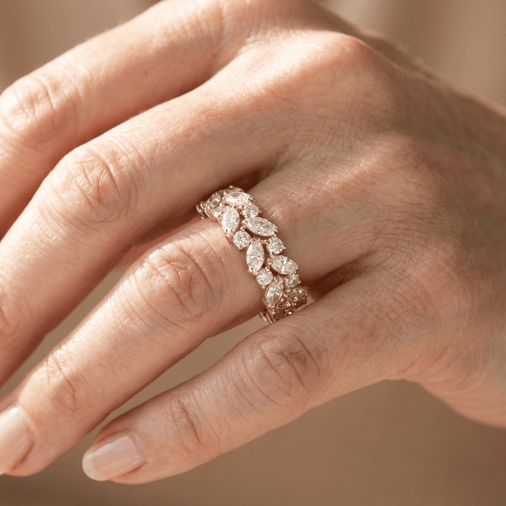 ANELLO A CASCATA IN ZIRCONIA ORO MARQUISE