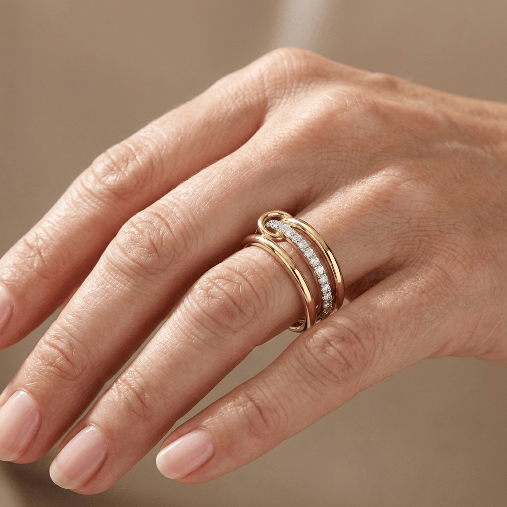 ANELLO INTRECCIATO IN ZIRCONIA D'ORO