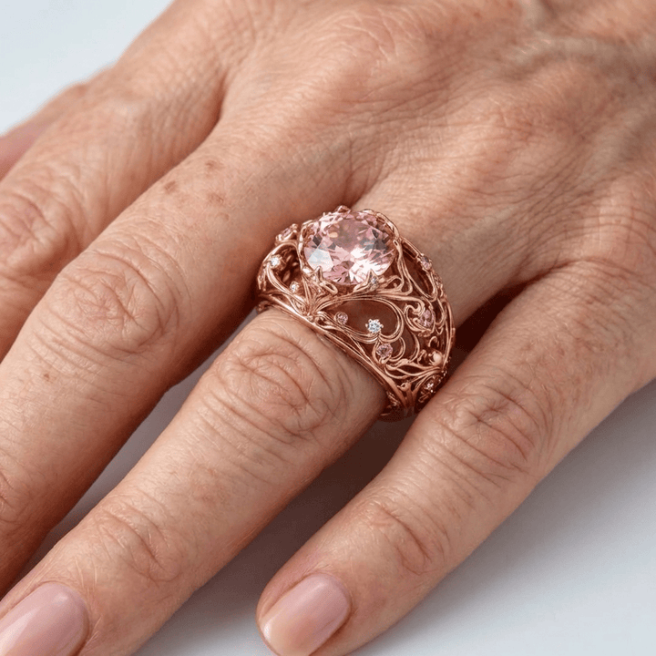 ANELLO ORNATO IN TOURMALINA ROSA ORO