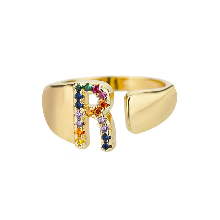 Anello color oro con Lettera Personalizzata (Regolabile)