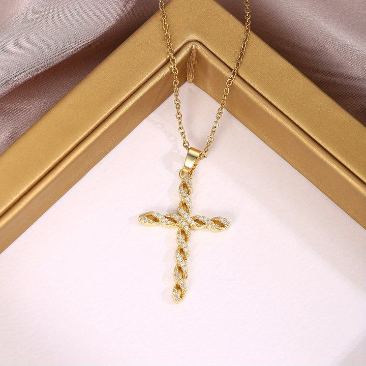 Collana a Croce a Vortice di Cristallo | Oro