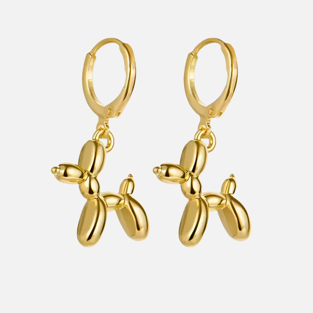 Orecchini Huggie color oro con Charm Mini Cagnolino