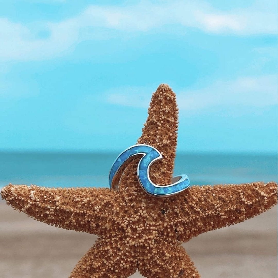 Anello Sea Wave in Opale e color argento