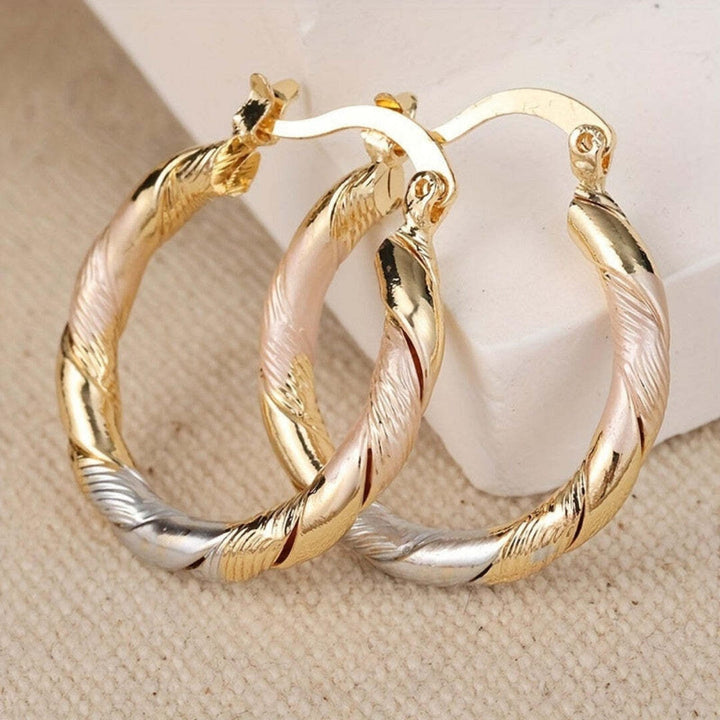 Orecchini Vintage a Cerchio Rotondo color oro, Argento e Rosa