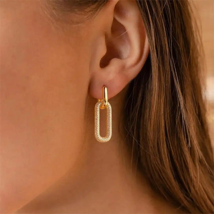 Orecchini Geometrici a Cerchio con Strass Retro