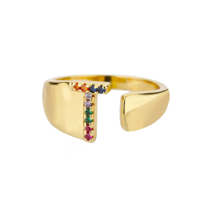 Anello color oro con Lettera Personalizzata (Regolabile)