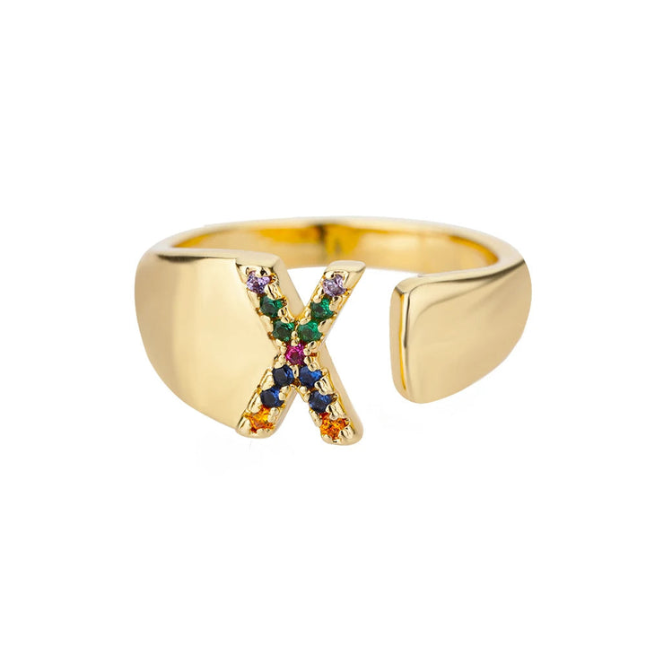 Anello color oro con Lettera Personalizzata (Regolabile)