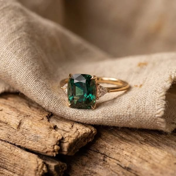 Anello color oro con Pietra Preziosa Verde