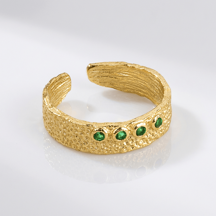 ANELLO A CUFFIA TEXTURIZZATO IN EMERALD - (REGOLABILE)