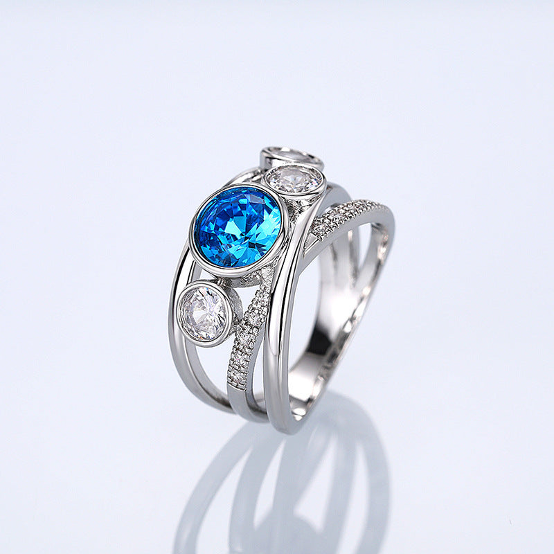 Anello Dichiarativo in Pietra Blu Argento