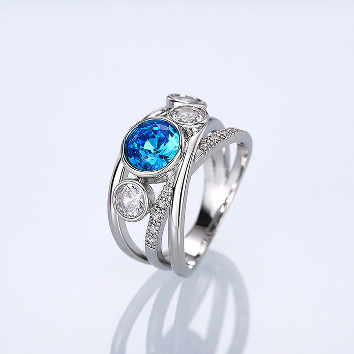 Anello Dichiarativo in Pietra Blu Argento