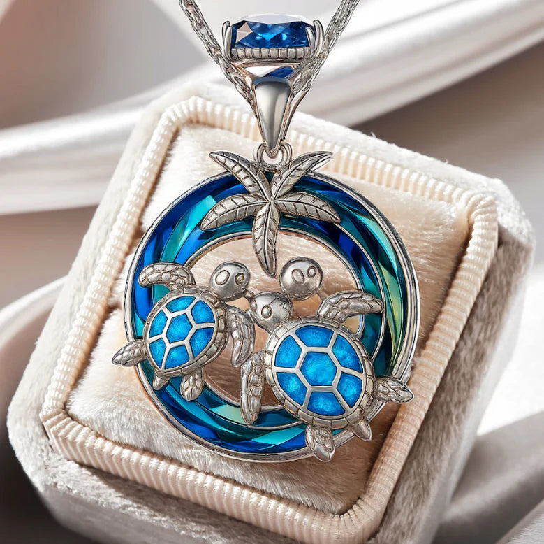 Collana con Tartaruga in Palma e Cerchio di Opale