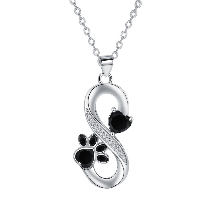 Collana Simbolo Infinito con Cuori e Impronta di Zampa