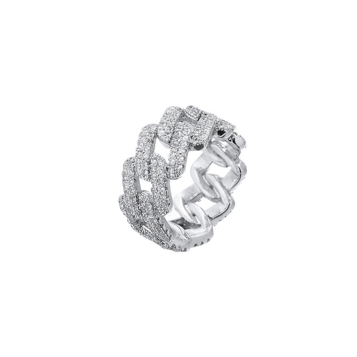 Anello Elegante Incastonato in Zirconia Oro e Argento