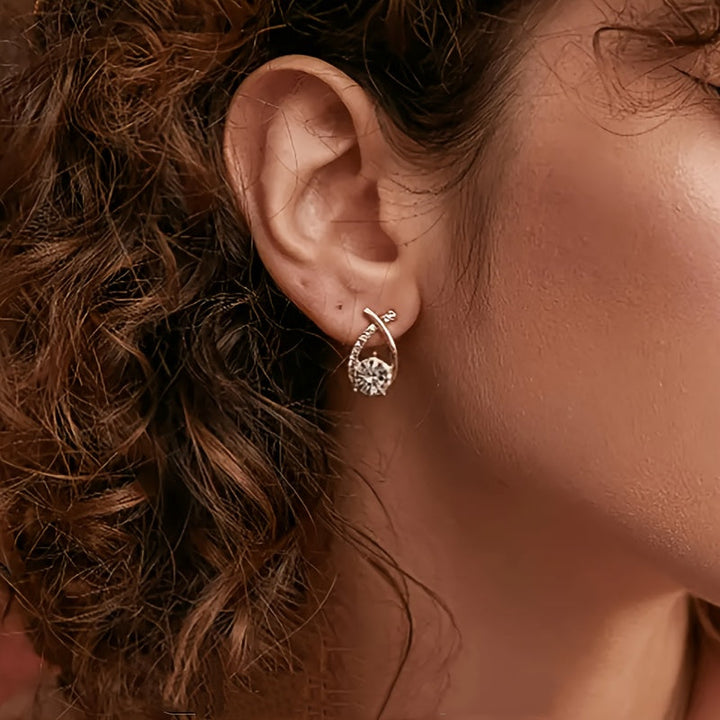 Orecchini D'Oro Con Croce E Zirconia