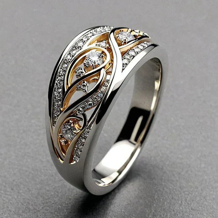 Anello a cerchio color oro e color argento