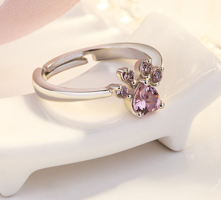 Set di Gioielli con Zampa color oro Rosa – 4 Pezzi con Cuore in Zirconia (Anello, Collana, Orecchini, Bracciale)