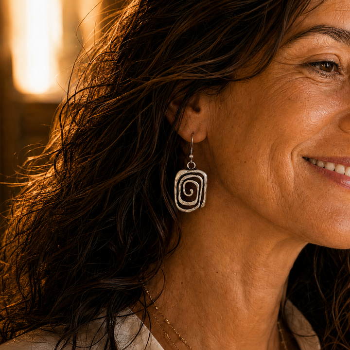Orecchini Boho a Spirale color argento