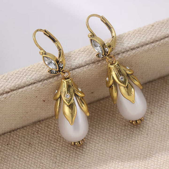 Orecchini Vintage Botanici con Perle