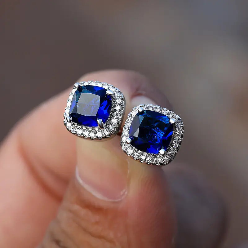 Orecchini Quadrati di Pietra Blu