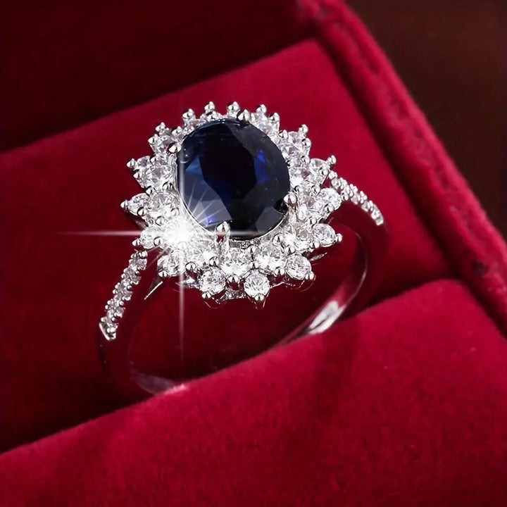 Anello color oro con Pietra Blu