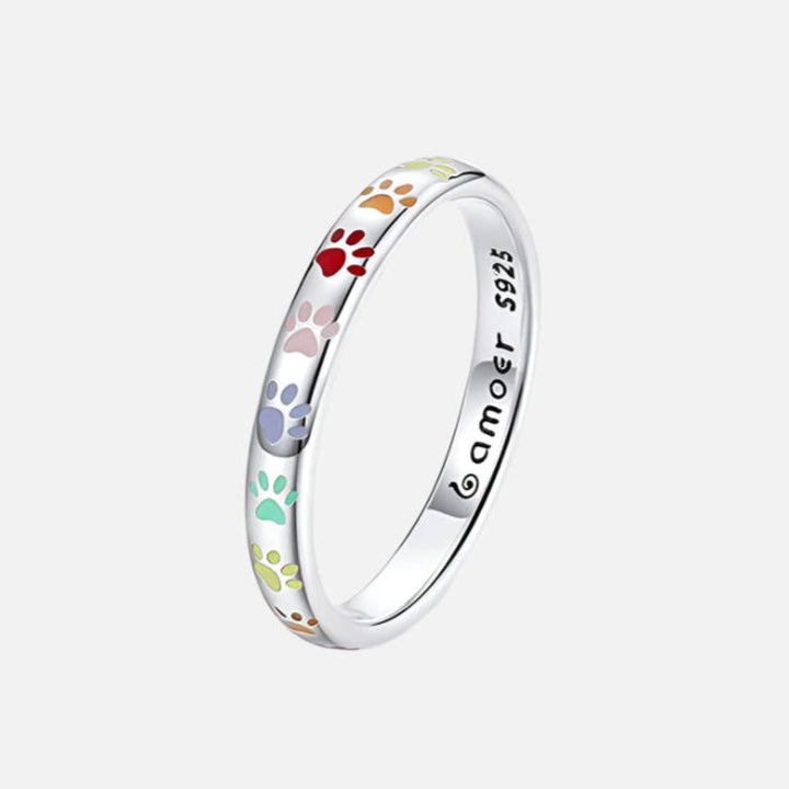 Anello color argento con Design di Zampa
