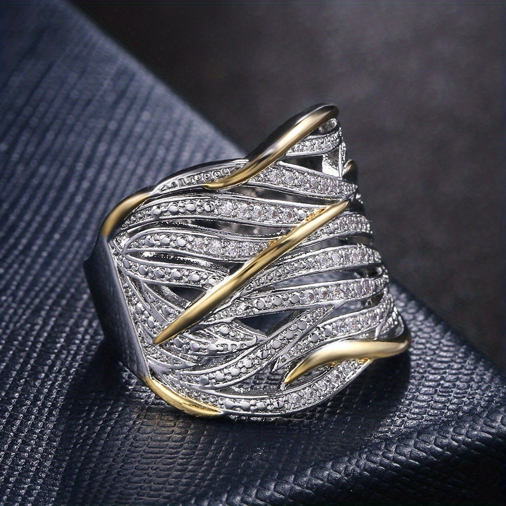 Anello Elegante a Strati Intrecciato
