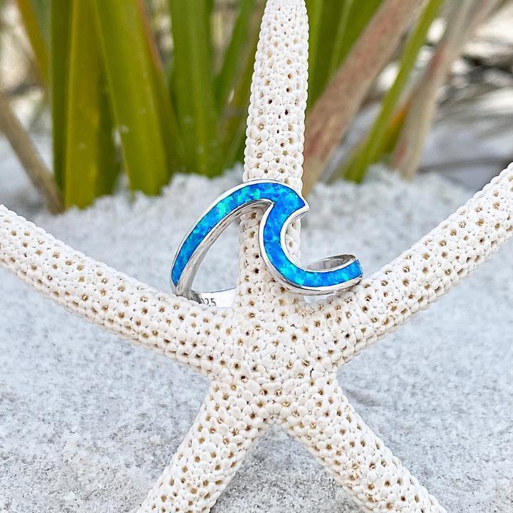 Anello Sea Wave in Opale e color argento