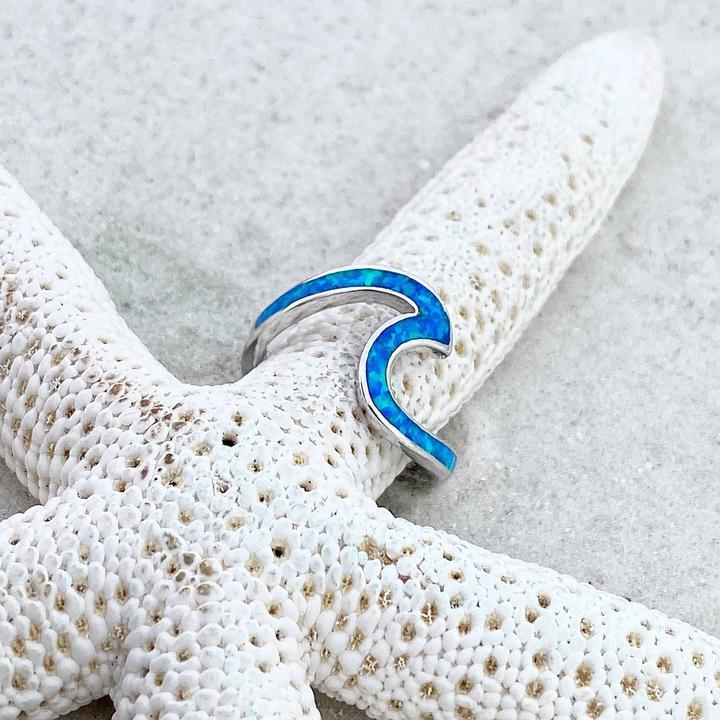 Anello Onde del Mare in Opale e color argento