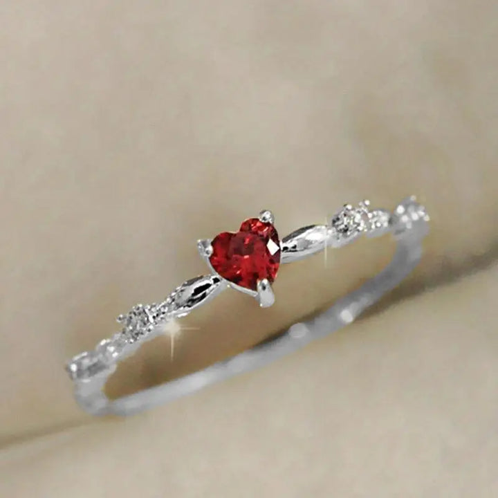 Anello Cuore Pietra Rossa Oro