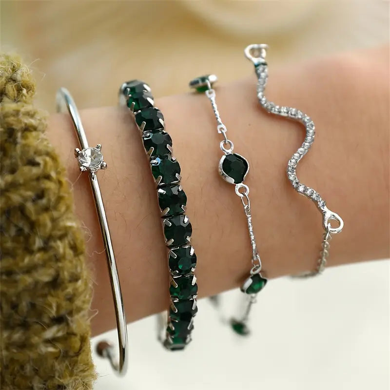 Set di Bracciali in Pietra Verde Puro