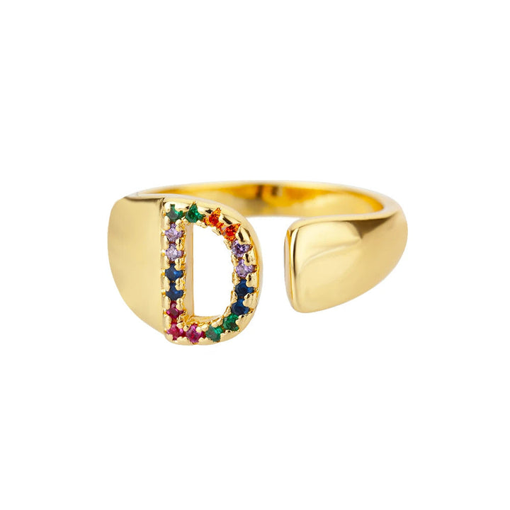 Anello color oro con Lettera Personalizzata (Regolabile)