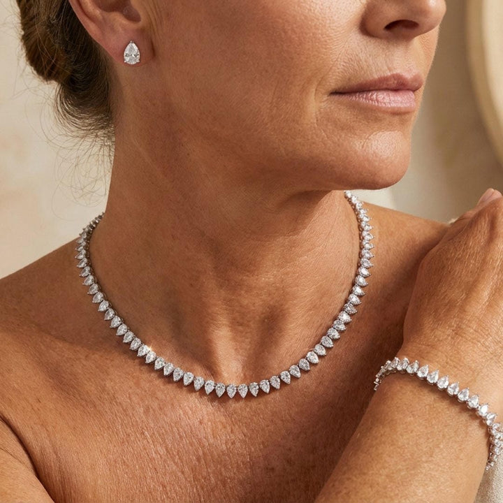 Splendido Set Completo da Sposa in Zirconia Cubica Trasparente