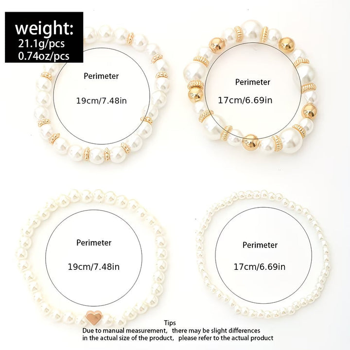 Set di 4 braccialetti impilabili in perle