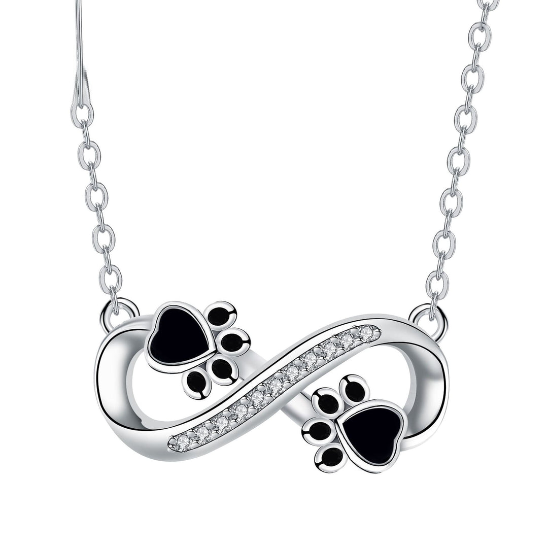 Collana con Stampa di Zampa Infinita con Zirconia