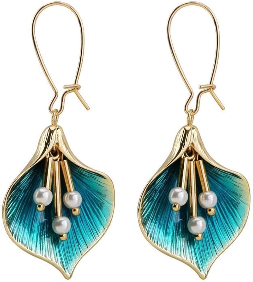 Orecchini color argento Vintage Blue Lotus