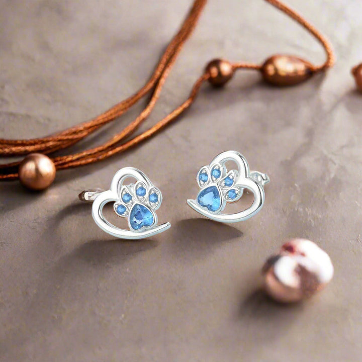 Orecchini a forma di zampa e cuore con Zirconia